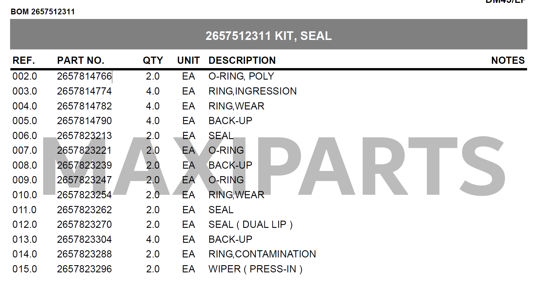 57512311 - SEAL KIT