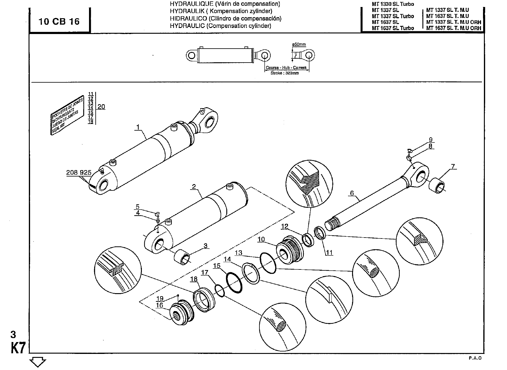MANITOU MT1337SLT SEAL KIT, CYL. COMPENSATION