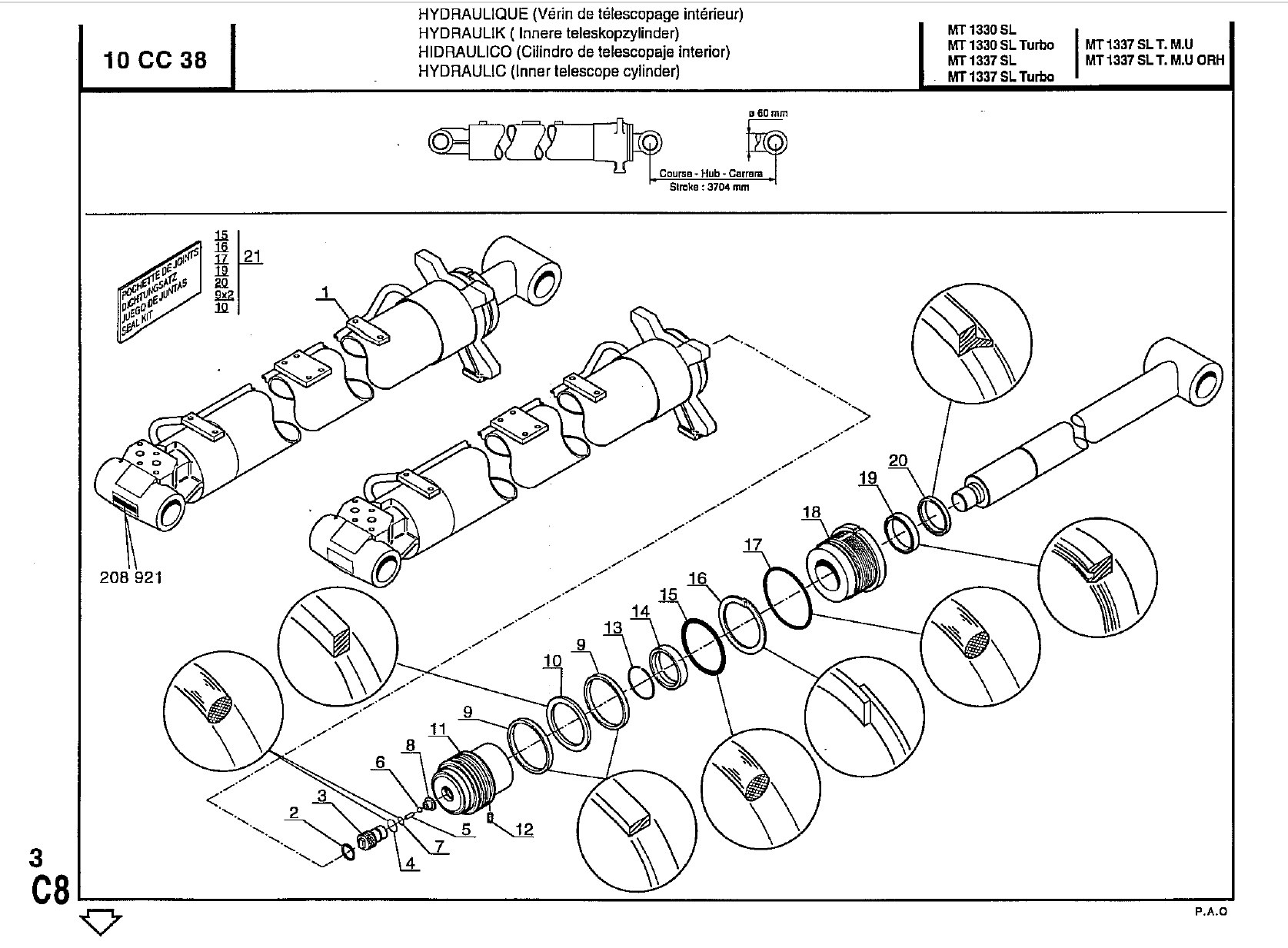 MANITOU MT1337SLT SEAL KIT, CYL. INNER TELESCOPE (2)