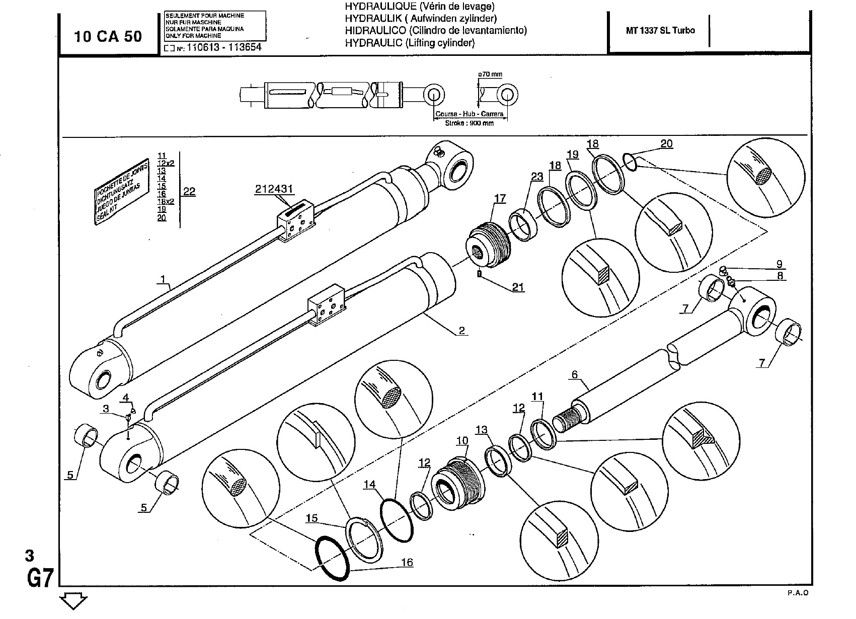 MANITOU MT1337SLT SEAL KIT, CYL. LIFTING