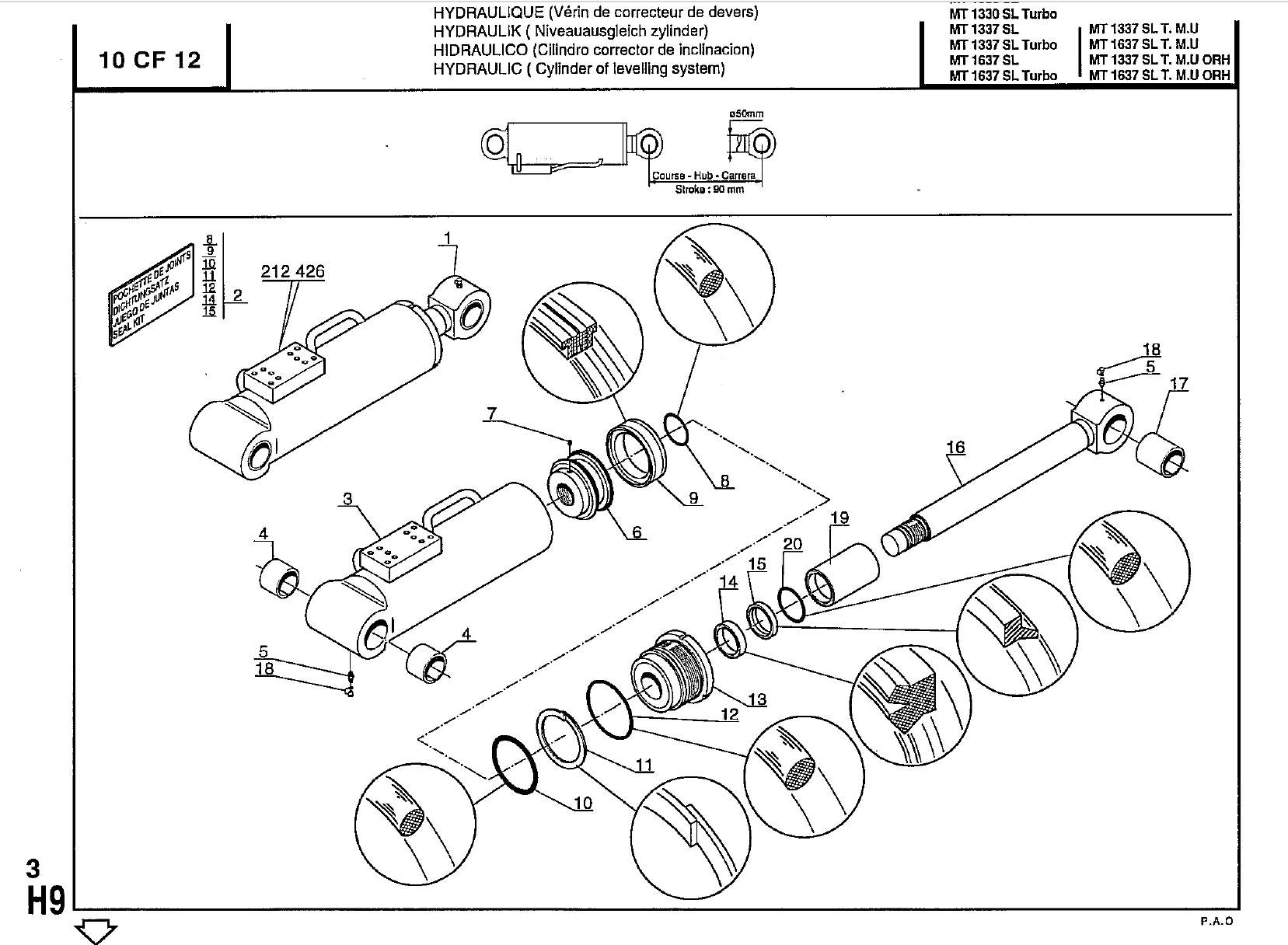 MANITOU MT1337SLT SEAL KIT, CYL. OF LEVELLING SYSTEM
