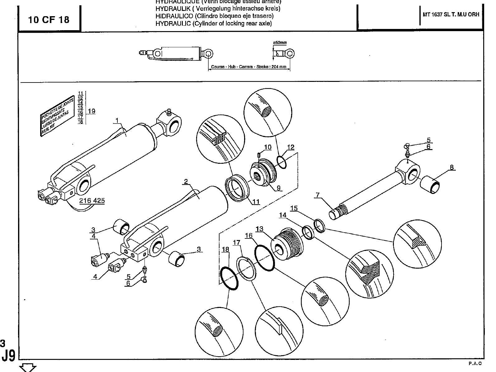 MANITOU MT1337SLT SEAL KIT, CYL. OF LOCKING REAR AXLE