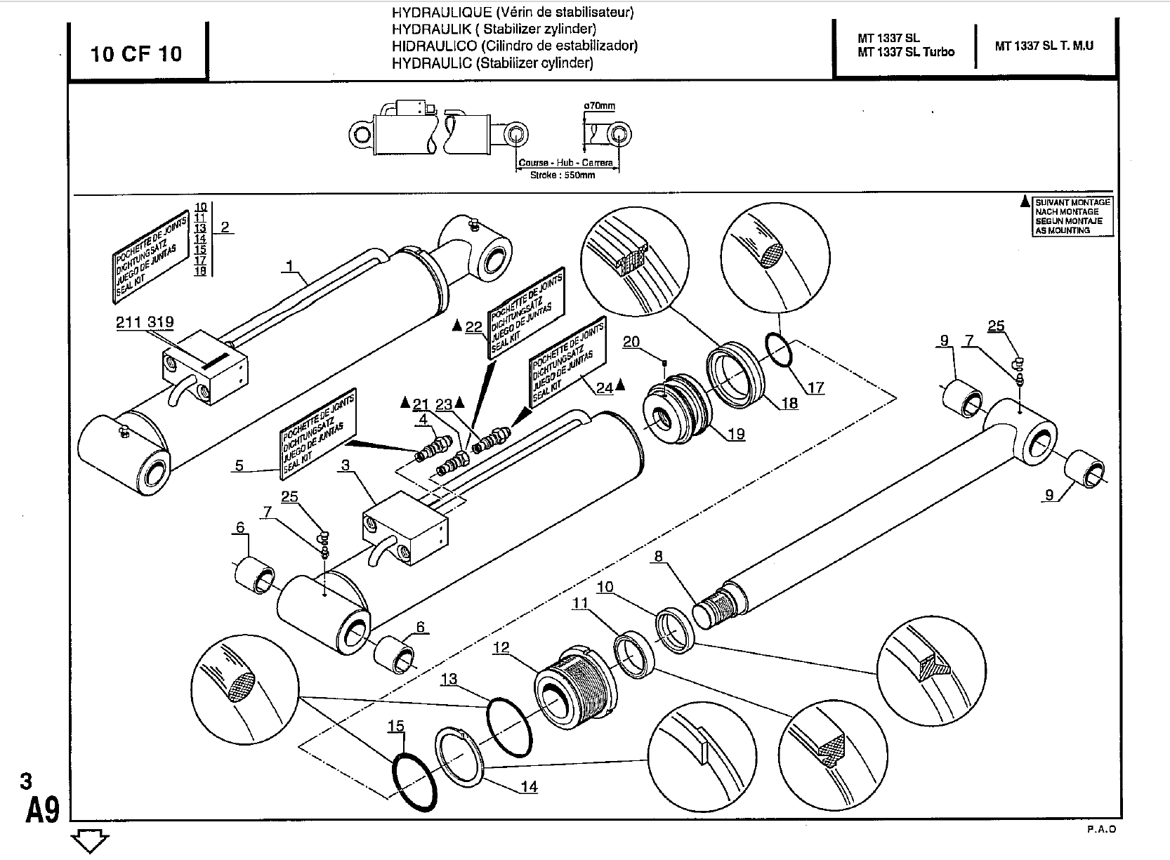 MANITOU MT1337SLT SEAL KIT, CYL. STABILIZER (3)