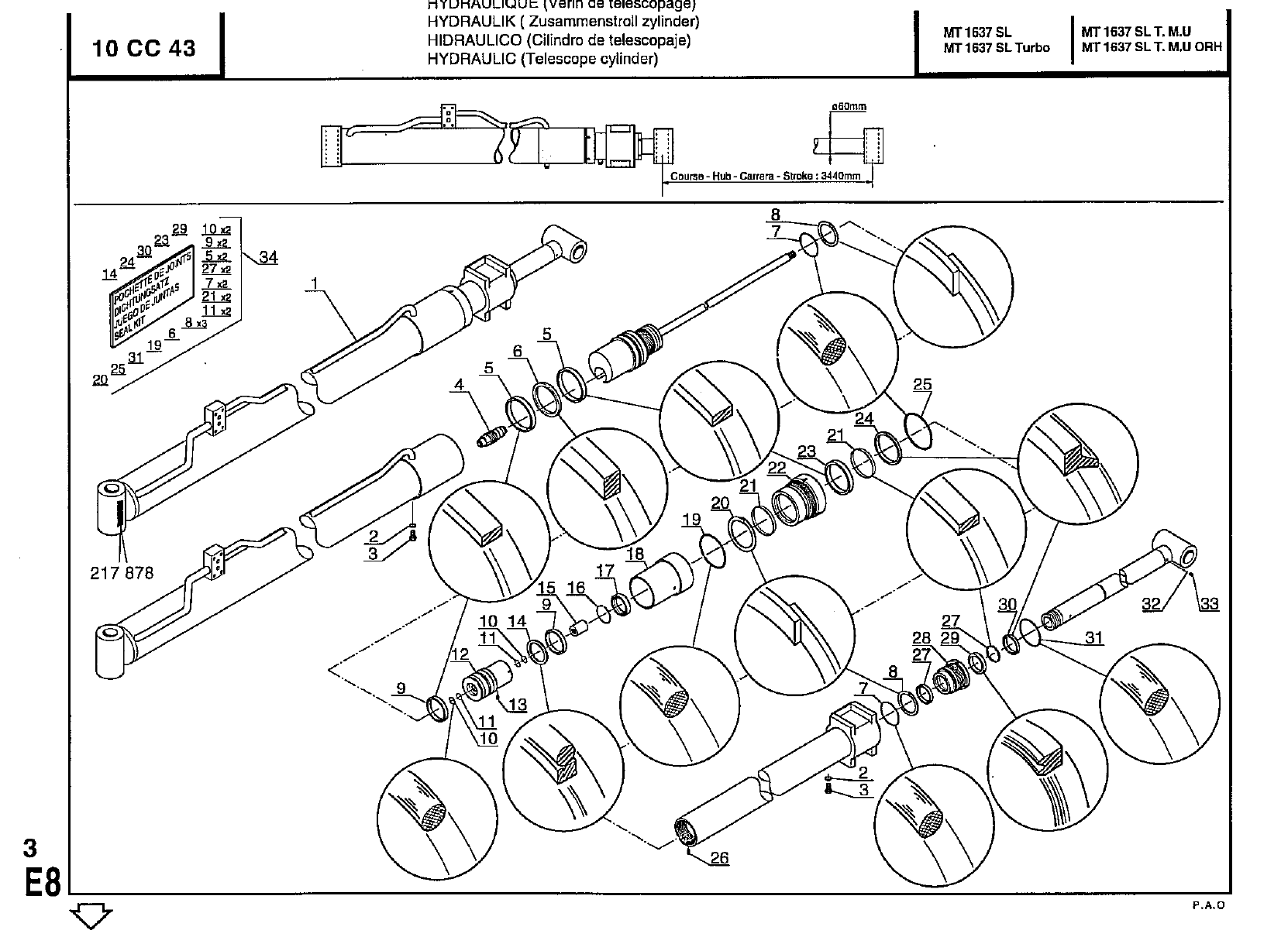 MANITOU MT1337SLT SEAL KIT, CYL. TELESCOPE