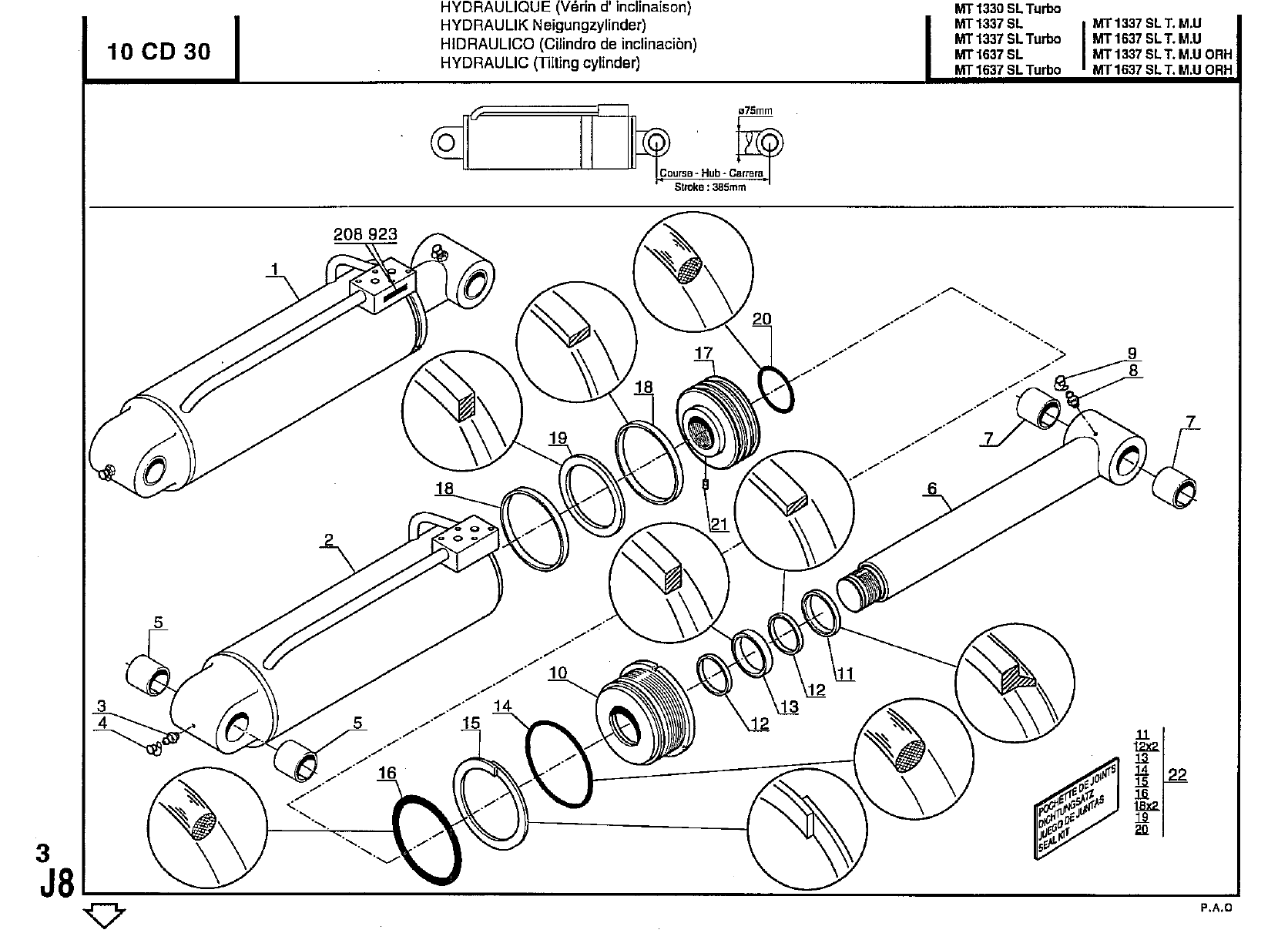 MANITOU MT1337SLT SEAL KIT, CYL. TILTING
