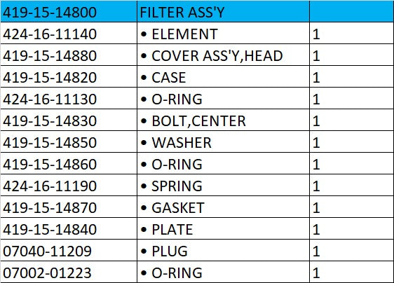 419-15-14800 - FILTER ASSY