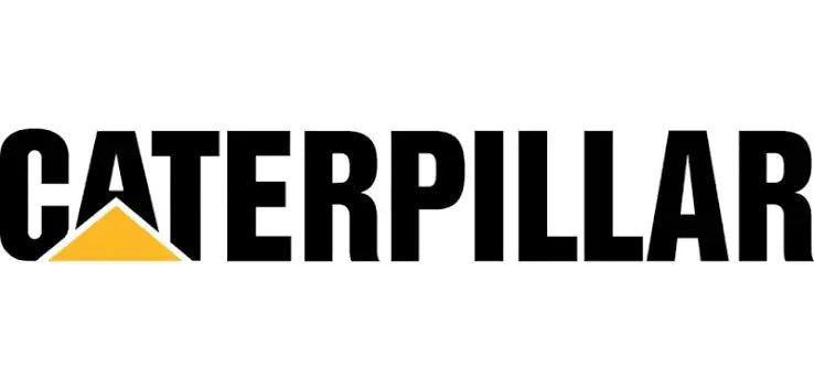 Black and yellow caterpillar logo with bold, sans-serif lettering.