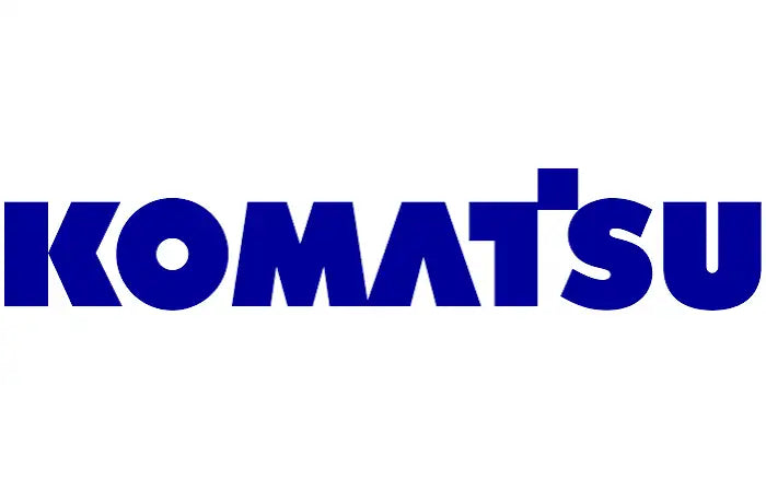 Blue ’komatsu’ logo in bold, sans-serif typeface.