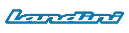 Blue ’landini’ logo with a stylized, italic font.