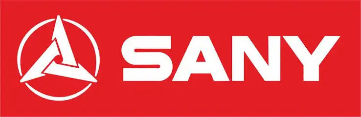White sany logo on a red background.